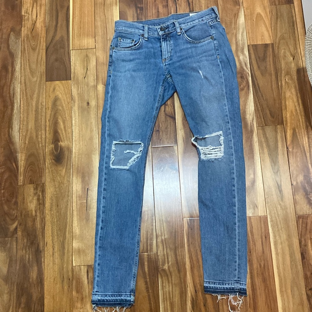 RAG & BONE Dre  Boyfriend Distressed Light Blue Jeans | 25